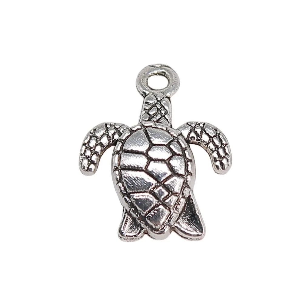 15x12mm 0.9g Antique Silver Zinc Alloy Turtle Charm Pendant for DIY Ocean Theme Jewelry Making
