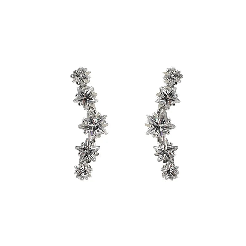 Elegant Starburst Zircon Ear Cuff Stud & Clip On No Piercing Spiral Hoop Fashion Earrings