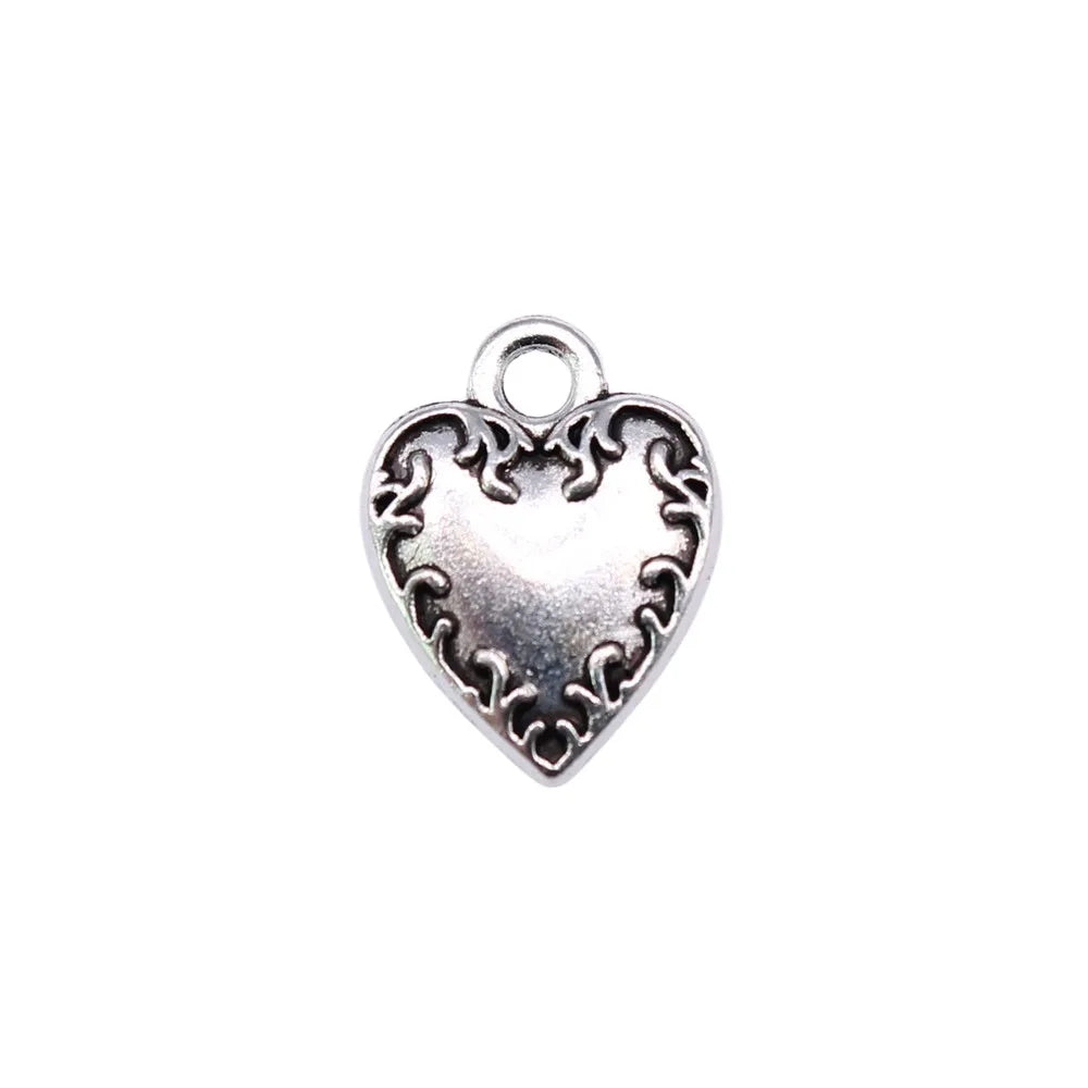 13x9mm 0.7g Antique Silver Zinc Alloy Heart Charm Pendant for DIY Necklace Bracelet Jewelry Making