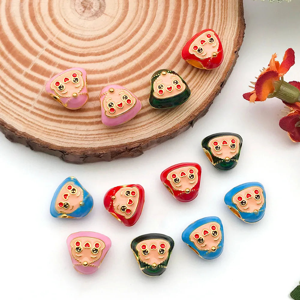 Enamel Zinc Alloy Smiling Zongzi Bead for DIY Bracelet Necklace