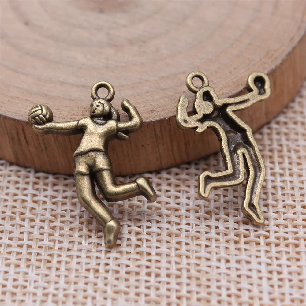 22x14mm 1.38g Multicolor Zinc Alloy Volleyball Charm Pendant for DIY Sports Theme Jewelry Making