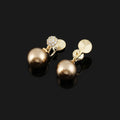 Elegant Brown Pearl Drop Zircon Spiral Stud & Clip On No Piercing Luxury Fashion Earrings