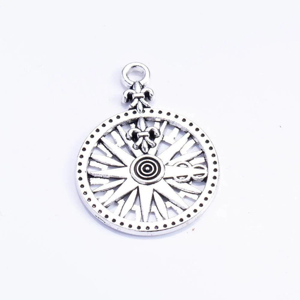 26x36mm Zinc Alloy Compass Charm Pendant for DIY Necklace Bracelet Jewelry Making