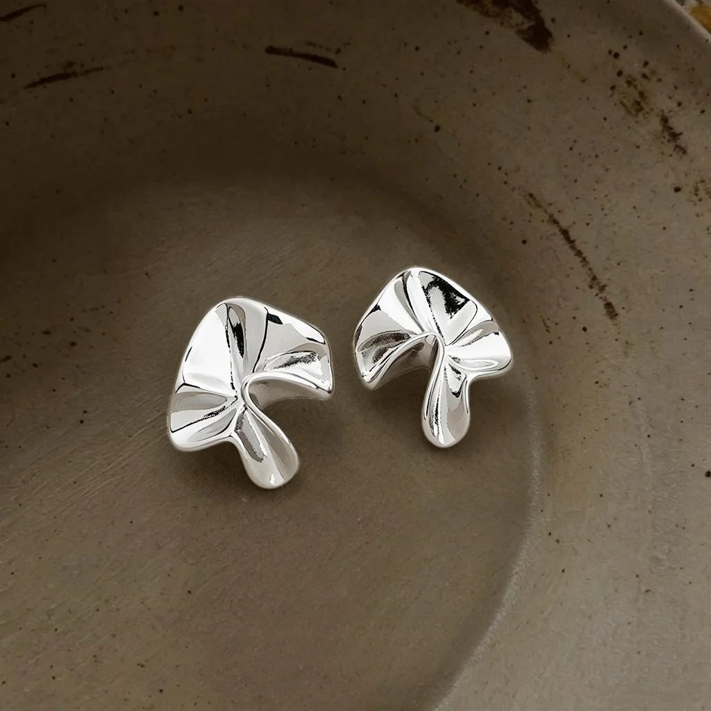 Irregular Geometric Eco Copper Stud Earrings For Women Minimalist Sweet Cool Art Style