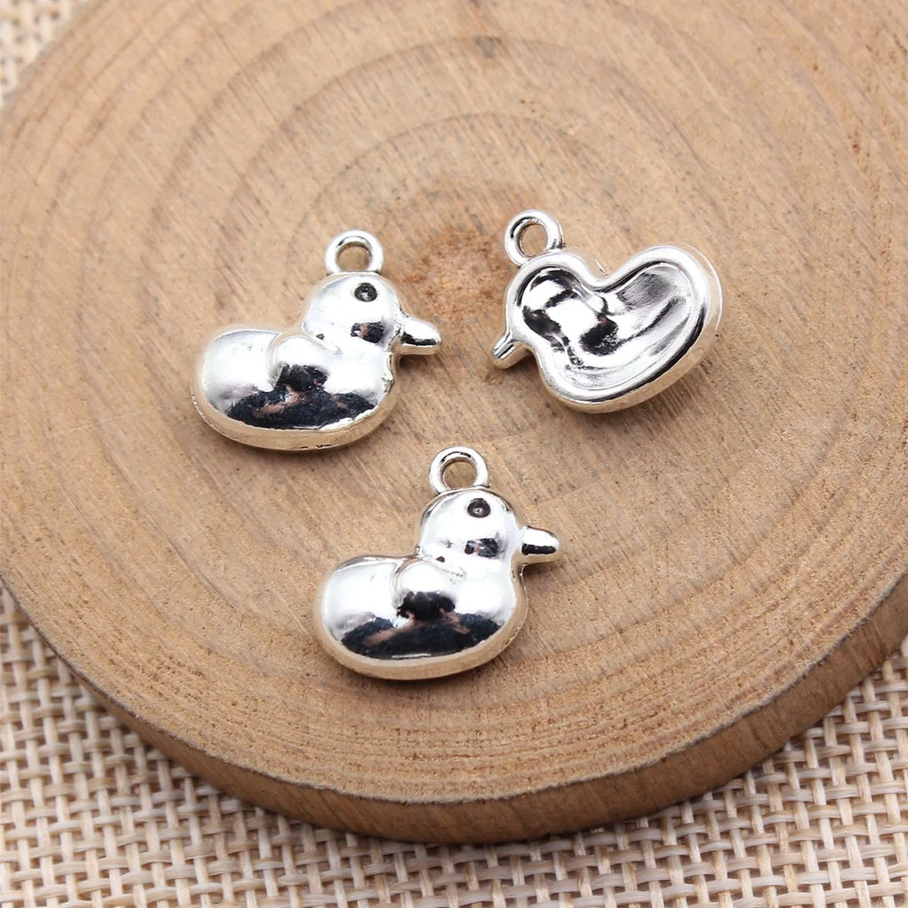 15x14x6mm 2.1g Antique Silver Zinc Alloy Cute Duck Charm Pendant for Necklace Bracelet Making