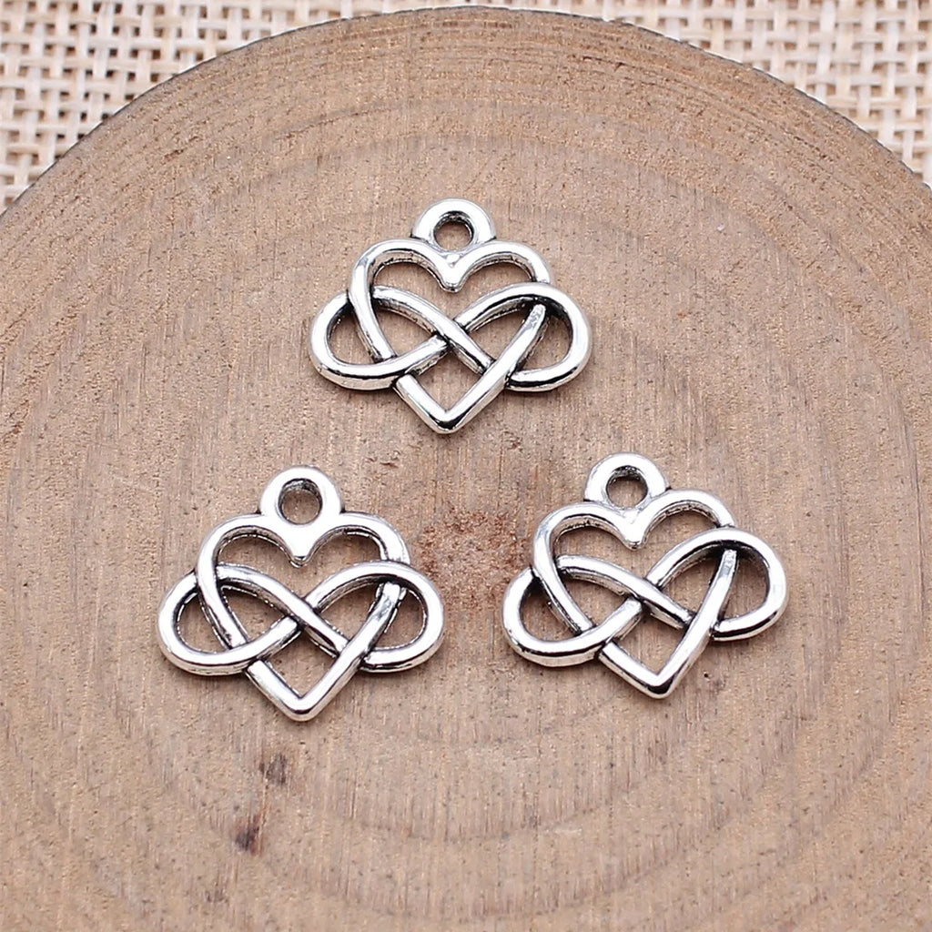 15x14mm 0.7g Antique silver tone zinc alloy Infinity Heart charm pendant for necklace bracelet making