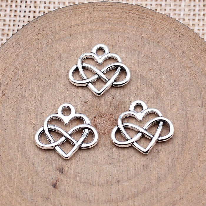 15x14mm 0.7g Antique silver tone zinc alloy Infinity Heart charm pendant for necklace bracelet making