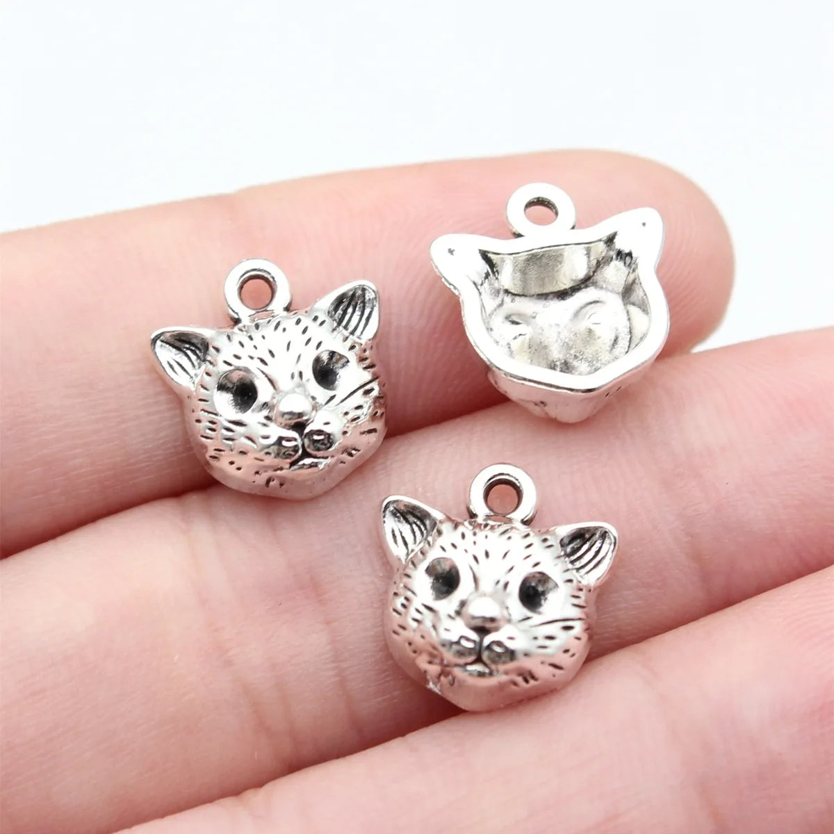 13x13mm 1.2g Antique Silver Zinc Alloy Cat Charm Pendant for DIY Necklace Bracelet Jewelry Making
