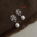 Vintage Chinese Style Plum Blossom Geometric Copper Drop Earrings