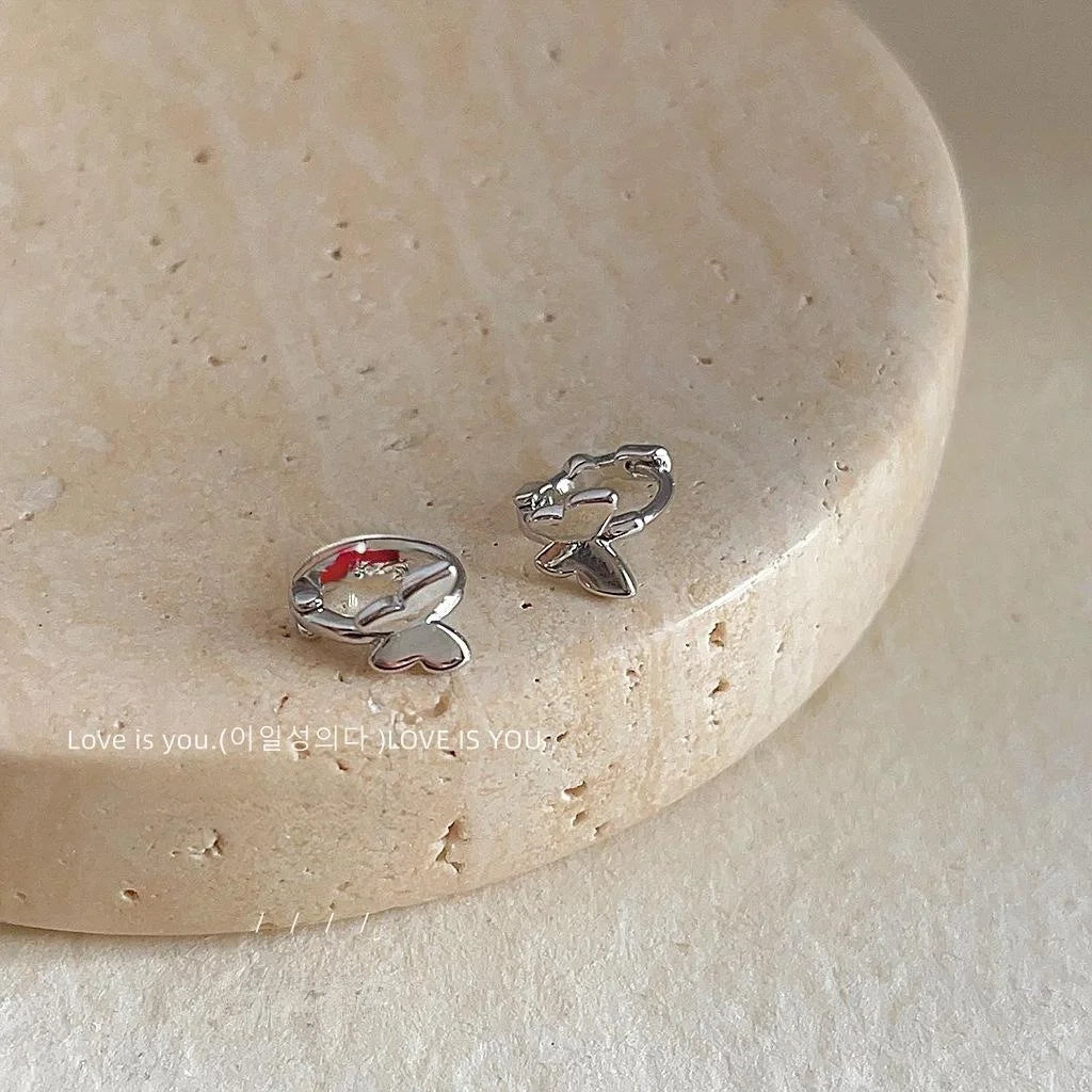 Sweet Cool Micro Pave Zircon Copper Stud Earrings Smooth Metal Geometric Hoop Minimalist Jewelry