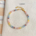 Glass Cat Eye Stone Sweet Dopamine Colorful Beaded Geometric Round Collarbone Necklace For Women