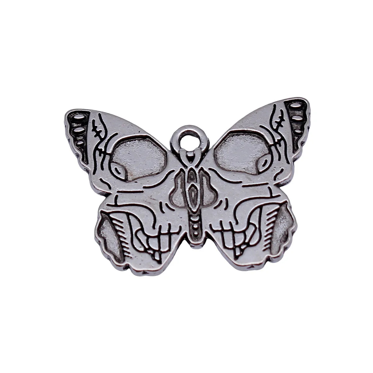 27x20mm 2.9g Antique Silver Zinc Alloy Skull Butterfly Charm Pendant for Gothic DIY Jewelry Making