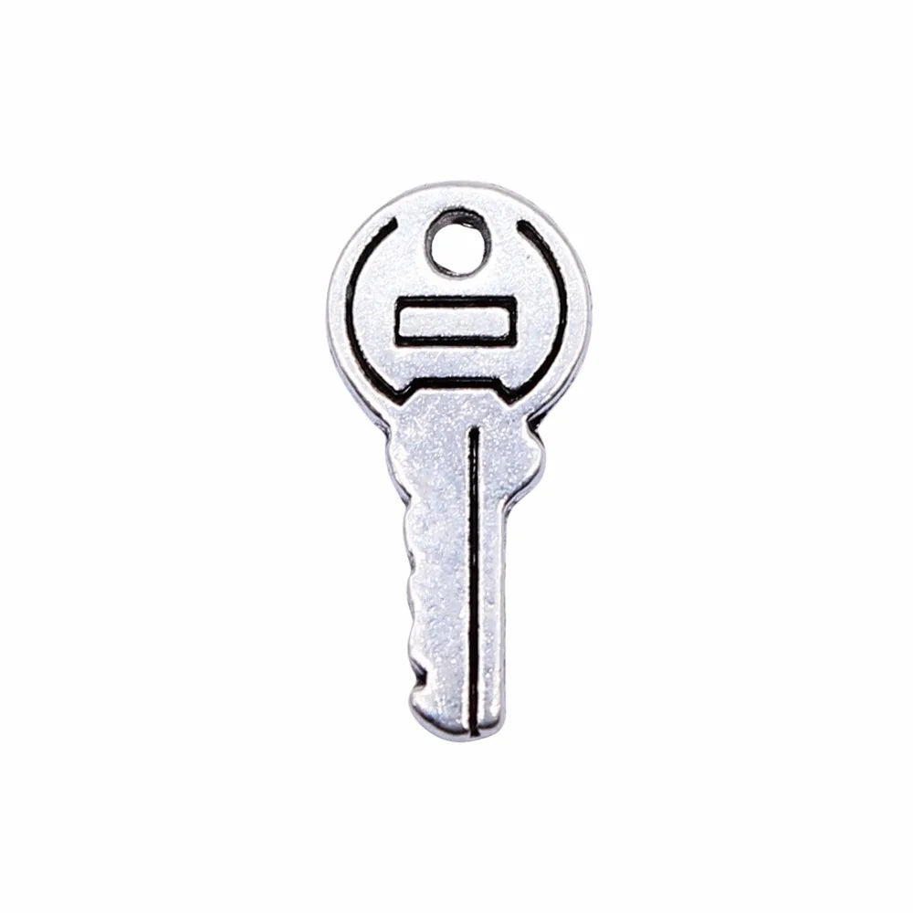 13x5mm 0.35g Antique Silver Zinc Alloy Key Charm Pendant for DIY Necklace Bracelet Jewelry Making
