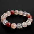 Natural Stone Red Rutilated Quartz Crystal Beaded Bracelet New Chinese Ethnic Geometric Designer Style