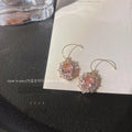 14K Gold Plated Copper Micro Pave Zircon Flower Stud Earrings For Elegant OL Style
