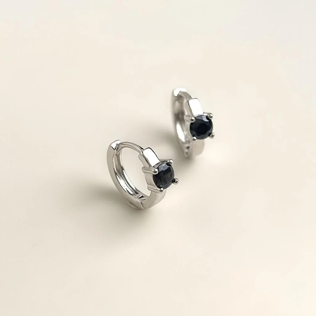 Minimalist Silver Copper Round Zircon Stud Earrings Geometric Hoop Style Cool Chic Jewelry