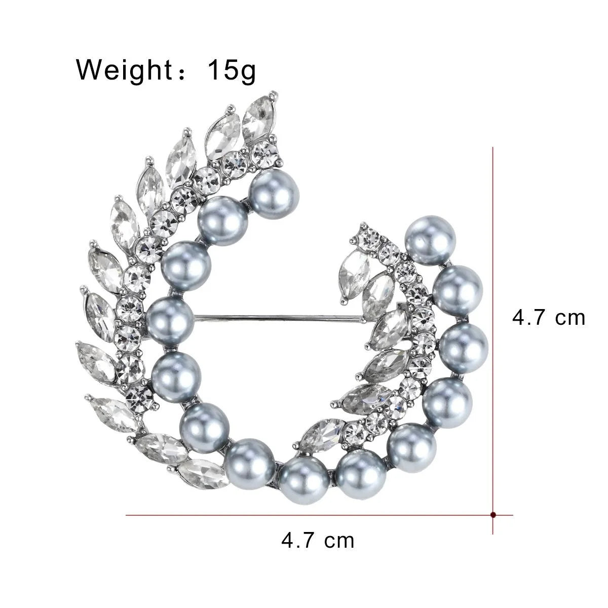 Elegant Pearl Wheat Wreath Brooch With Rhinestone Alloy Leaves, Luxury Lapel Pin Corsage Gift