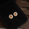 New Chinese Copper Drip Glaze Coin Geometric Vintage Ethnic Style Stud Earrings