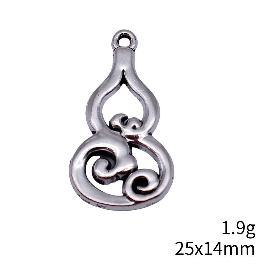 25x14mm 1.9g Antique Silver Zinc Alloy Gourd Charm Pendant for DIY Necklace Bracelet Making