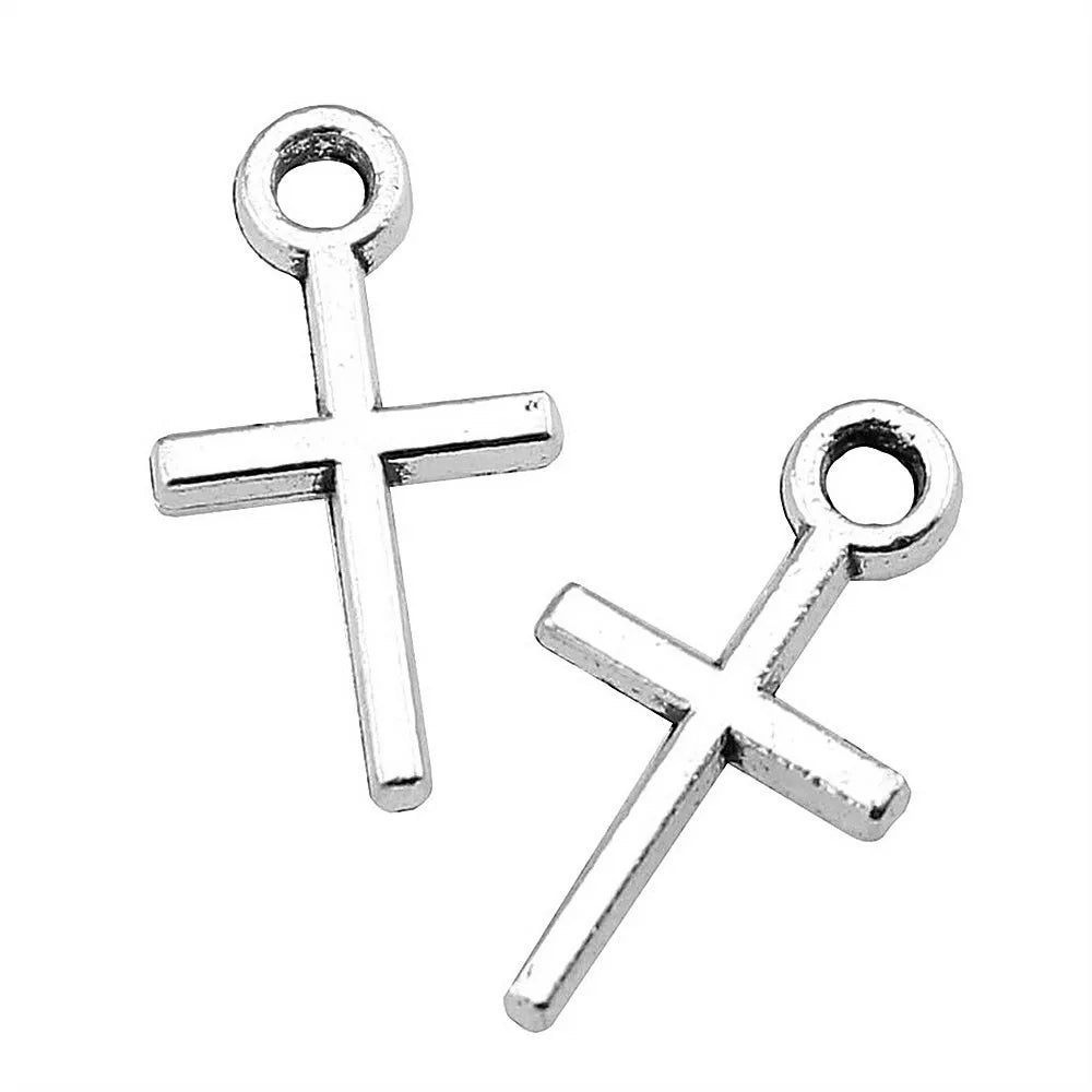 18x10mm 0.8g Antique Silver Zinc Alloy Cross Charm Pendant for Clothing and Jewelry Decoration