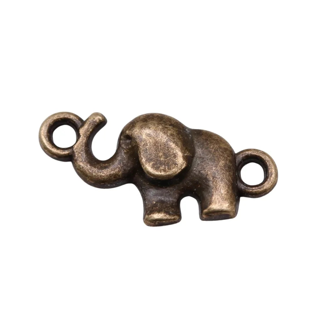 18x9mm 0.65g Multicolor Zinc Alloy Elephant Connector Charm for DIY Bracelet Necklace Making