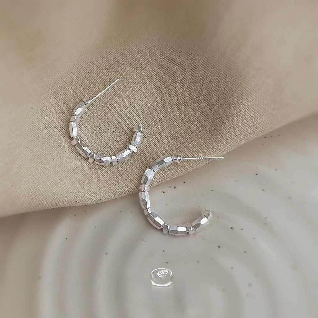 14K Plated Copper Geometric Hoop Stud Earrings For Women Light Luxury Minimalist