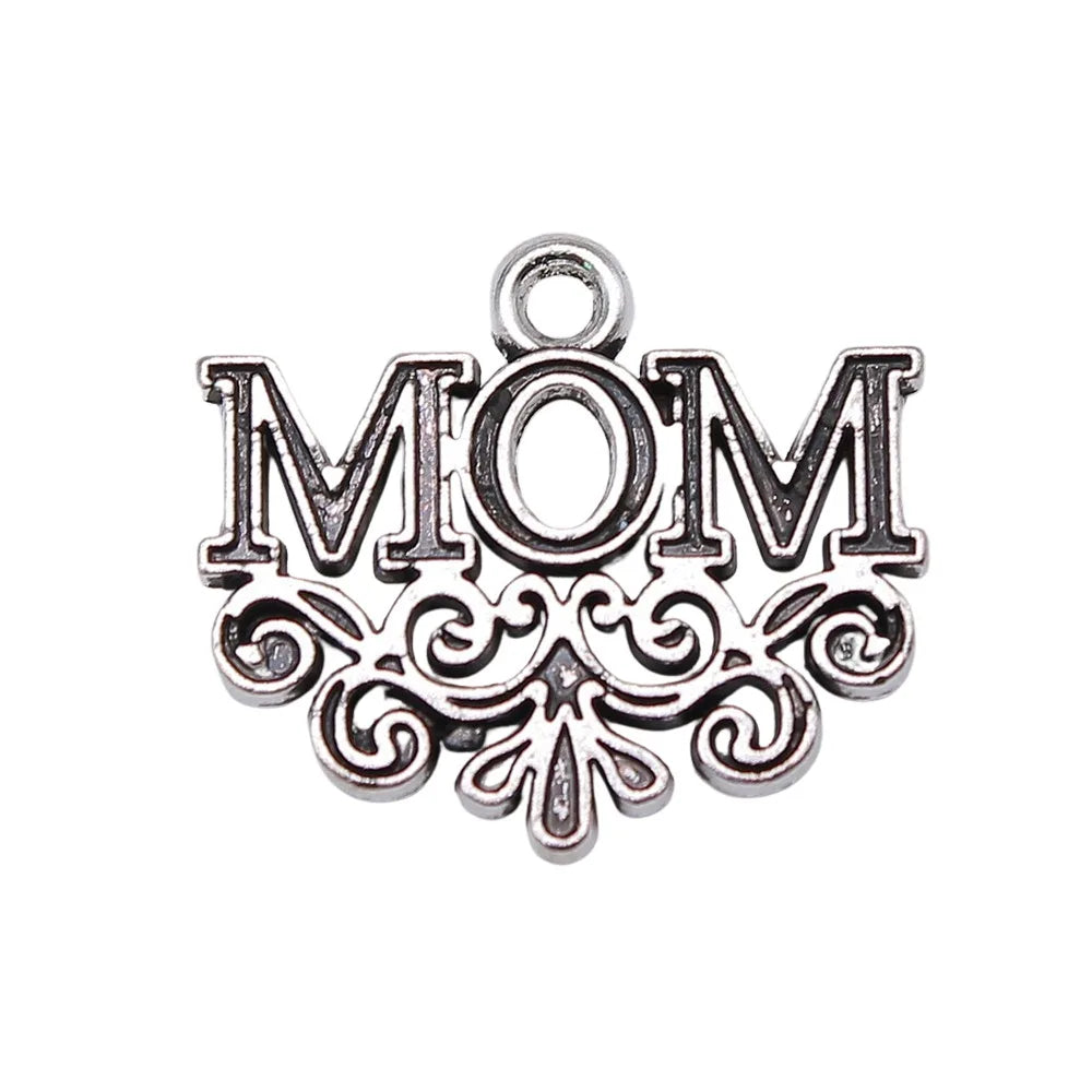 20x17mm 1.8g Multicolor Zinc Alloy MOM Cloud Shape Letter Charm Pendant for DIY Bracelet Necklace Making