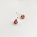 Eco-Friendly Copper Micro Pave Zircon Geometric Round Mini Stud Earrings Minimalist Rose Gold Jewelry