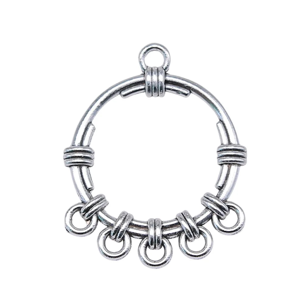 34x28mm 2.3g Antique Silver Zinc Alloy Geometric Earring Connector Charms for DIY Jewelry Making