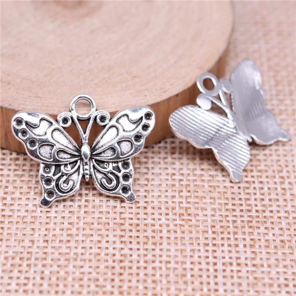 25x19mm 1.7g Antique Silver Zinc Alloy Butterfly Charm Pendant for DIY Bracelet Necklace Making
