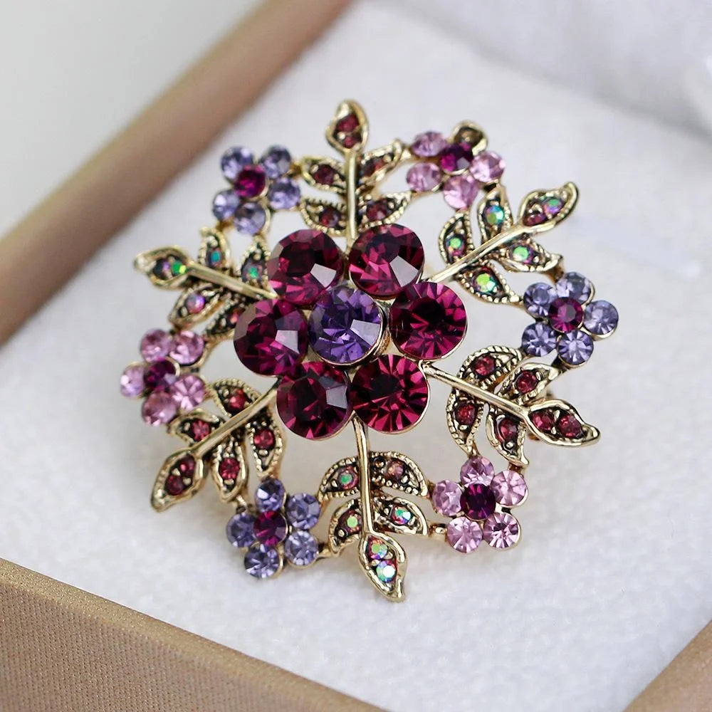 Elegant Snowflake Rhinestone Brooch With Blue Zircon Crystals, Women's Lapel Pin Corsage Bag Suit Accessory