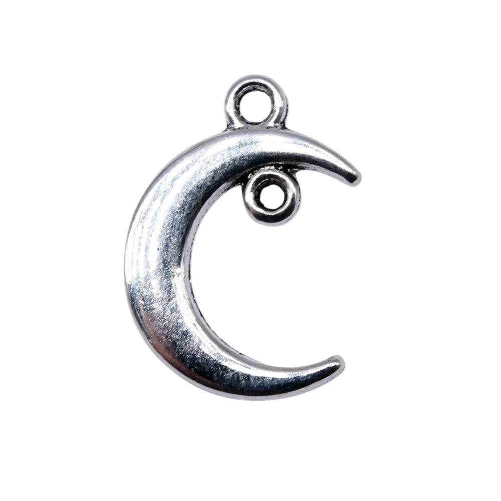 19x13mm 1.1g Antique Silver Zinc Alloy Moon Connector Charm Pendant for Necklace Bracelet DIY Jewelry