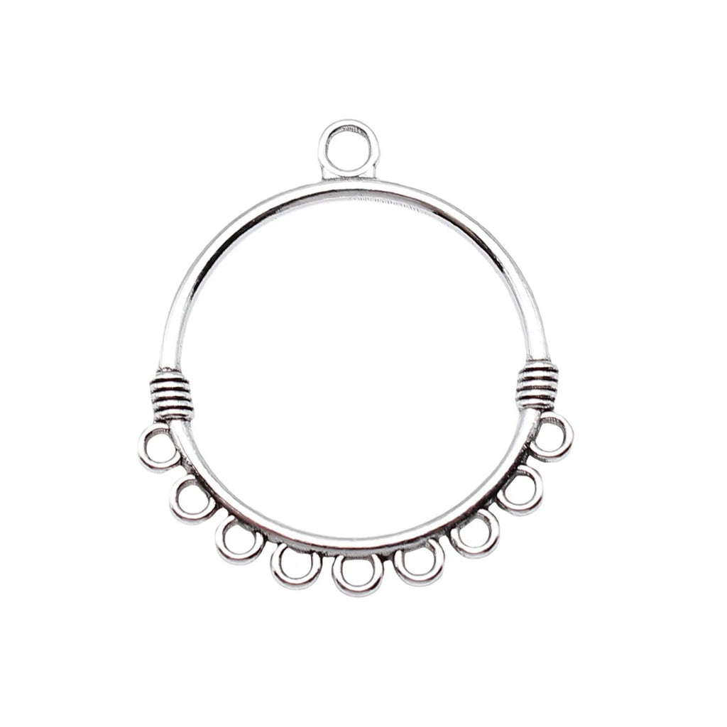 32x29mm 1.7g Multi Color Zinc Alloy Round Multi Hole Earring Connector Charms for DIY Earring Making