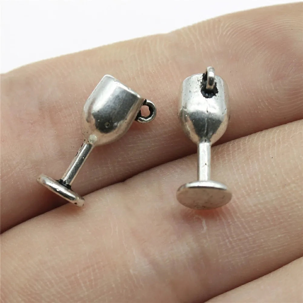 15x6x6mm 1.1g Antique Silver Zinc Alloy 3D Cup Charm Pendant for DIY Miniature Jewelry Making