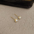 Mini Geometric Zircon Pearl Stud Earrings, Light Luxury Simple Student Style