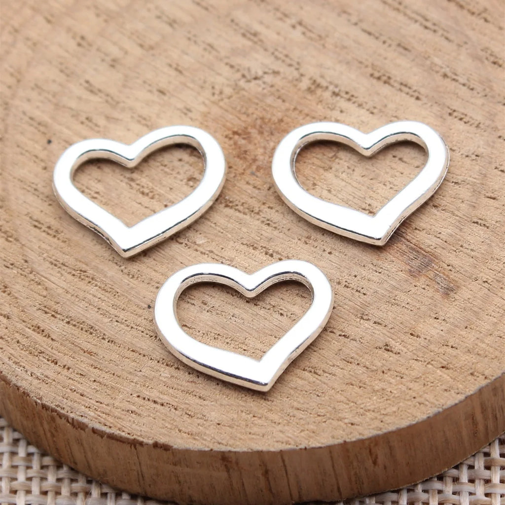 15.6x12.5mm 0.83g Antique Silver Zinc Alloy Hollow Heart Charm Pendant for DIY Necklace Bracelet