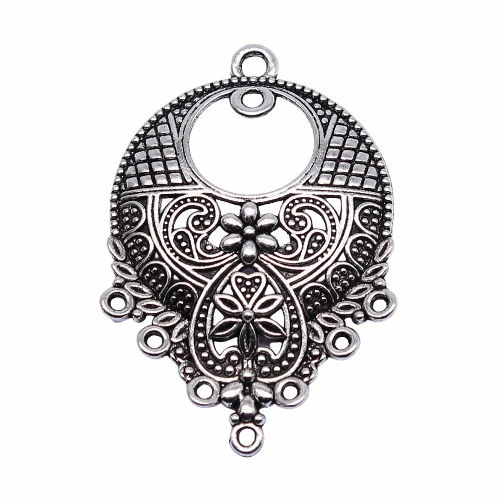 43x30mm 4.6g Antique Silver Zinc Alloy Geometric Earring Connector Charms for DIY Earrings Jewelry Making