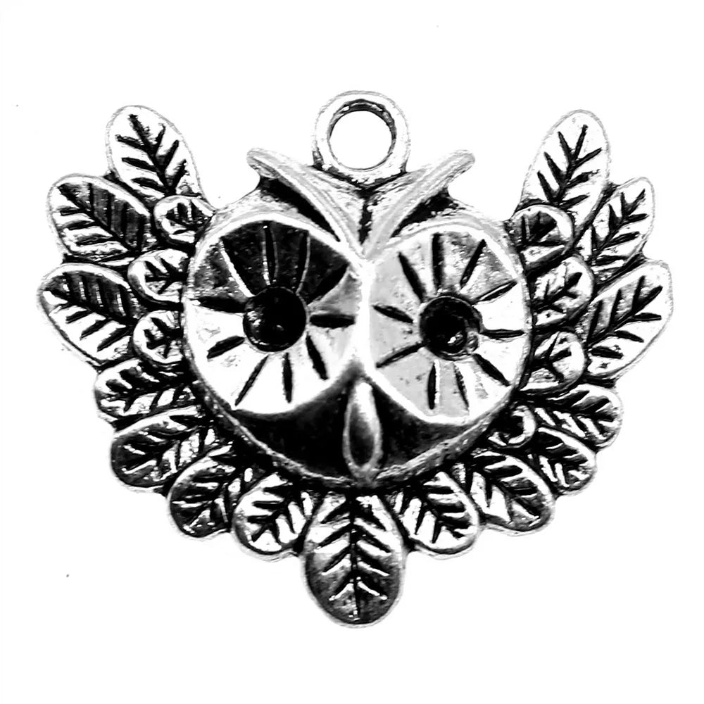35x30mm 5.1g Antique Silver Zinc Alloy Owl Cat Charm Pendant for DIY Vintage Animal Jewelry Making