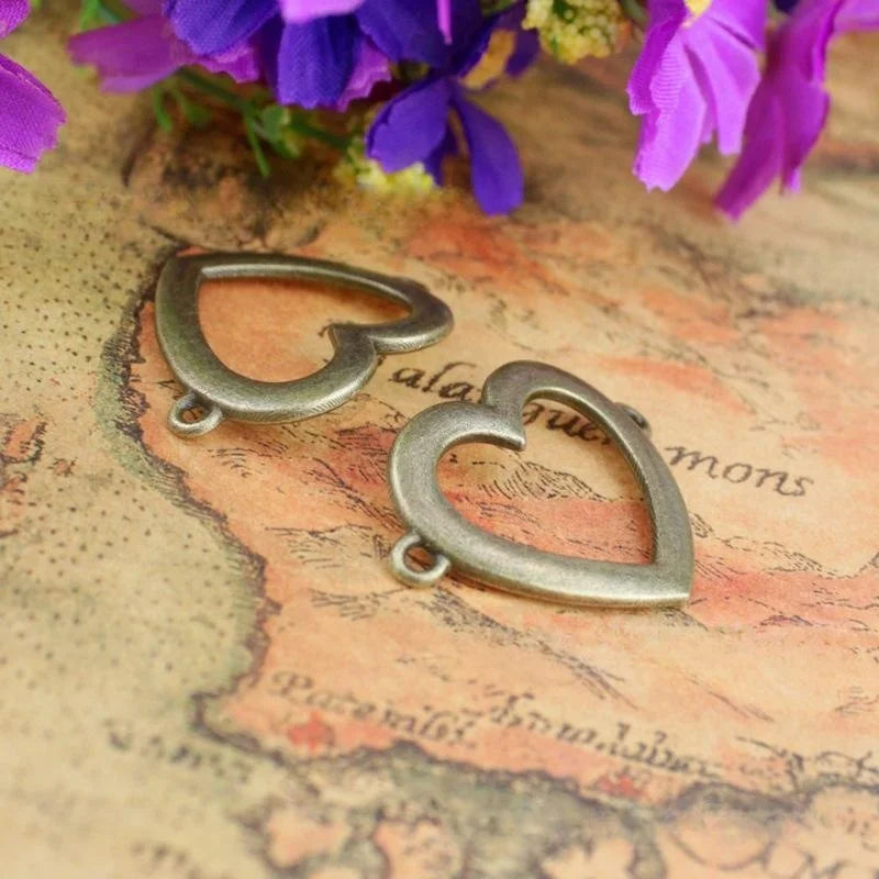 33x25MM Zinc Alloy Heart Charm Pendant for DIY Necklace Bracelet Jewelry Making