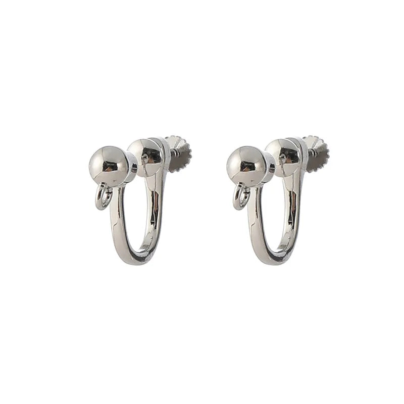 Elegant Gold Alloy Round Bead Hoop Screw Back Stud & Clip On No Piercing DIY Jewelry Making Earrings