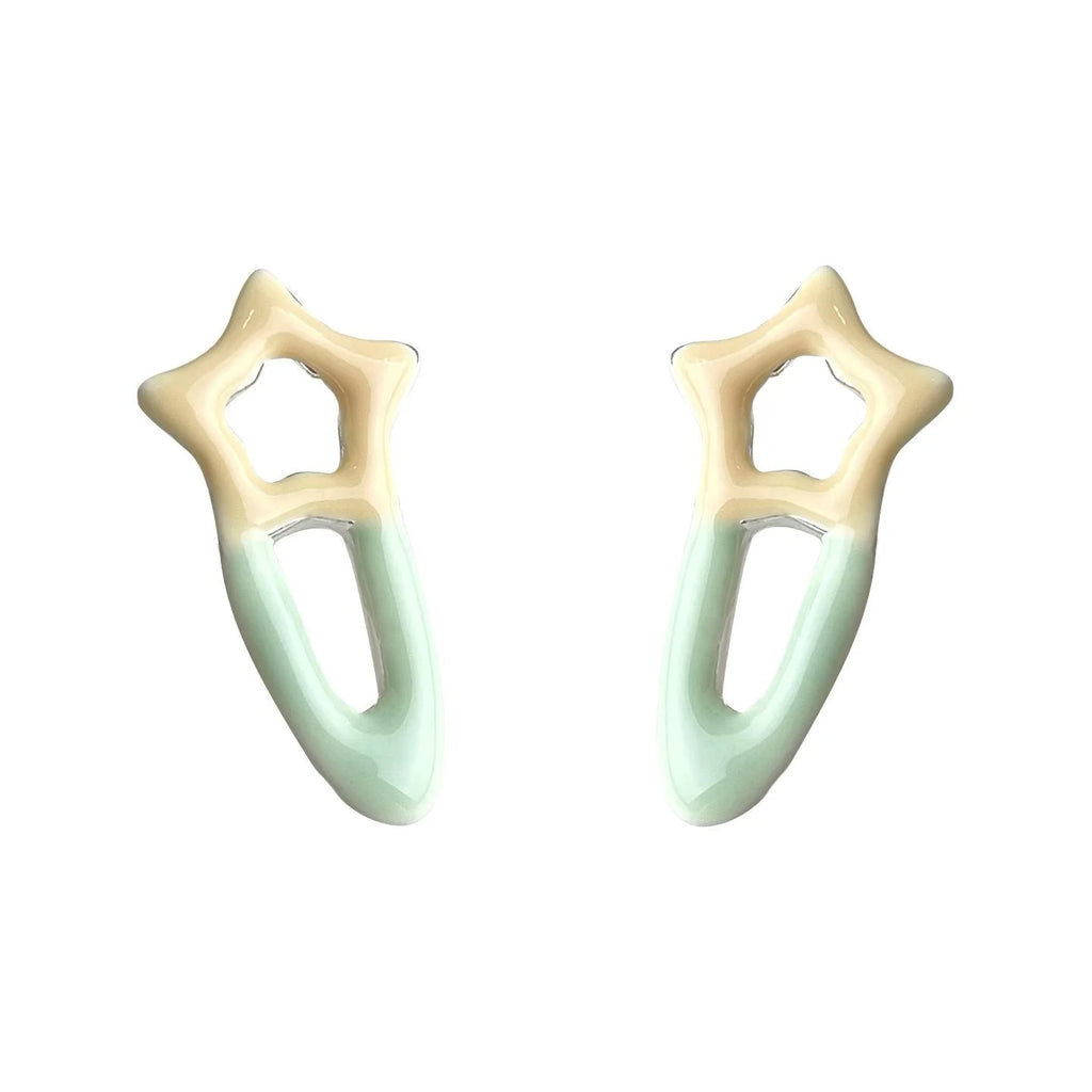Cute Pink Enamel Painted Copper Geometric Stud Earrings For Women Daily Summer Jewelry