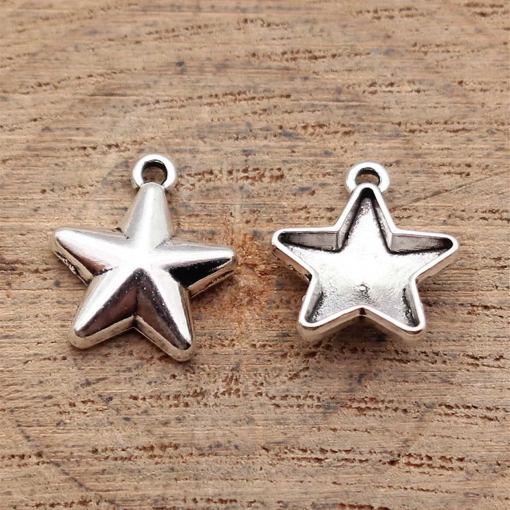 13x11mm 0.57g Antique Silver Zinc Alloy Star Charm Pendant for DIY Bracelet Necklace Jewelry Making