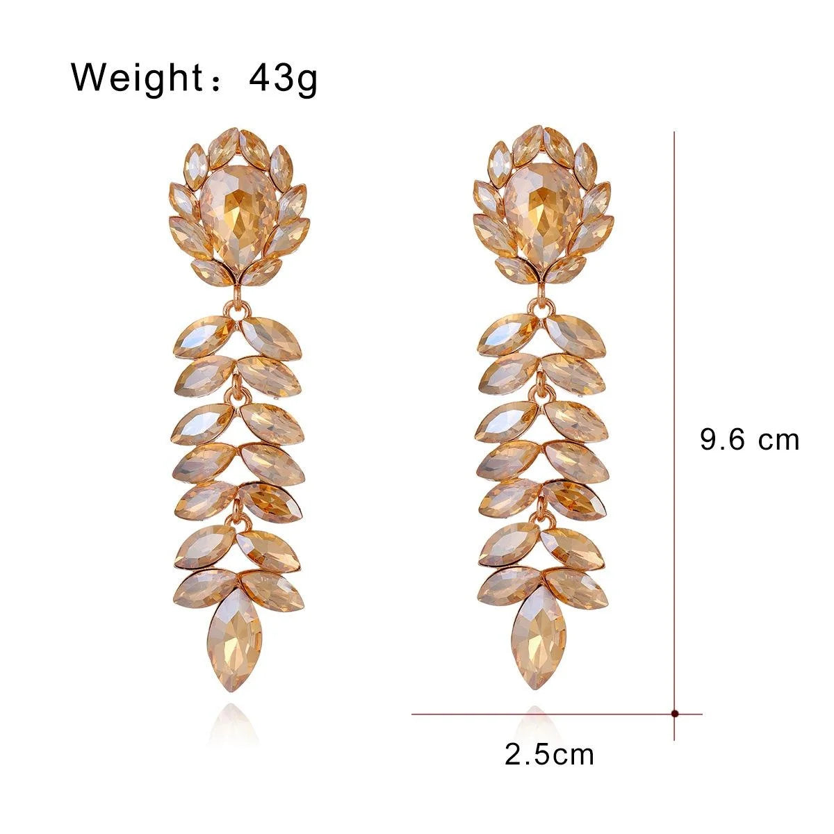 Elegant Long Tassel Crystal Rhinestone Leaf Flower Earrings For Women Alloy Bridal Wedding Party Jewelry