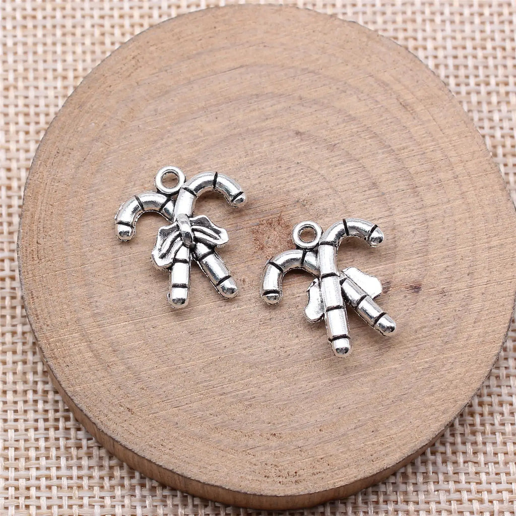 19x17mm 1.8g Multicolor Zinc Alloy Christmas Candy Cane Charm Pendant for DIY Holiday Jewelry Making