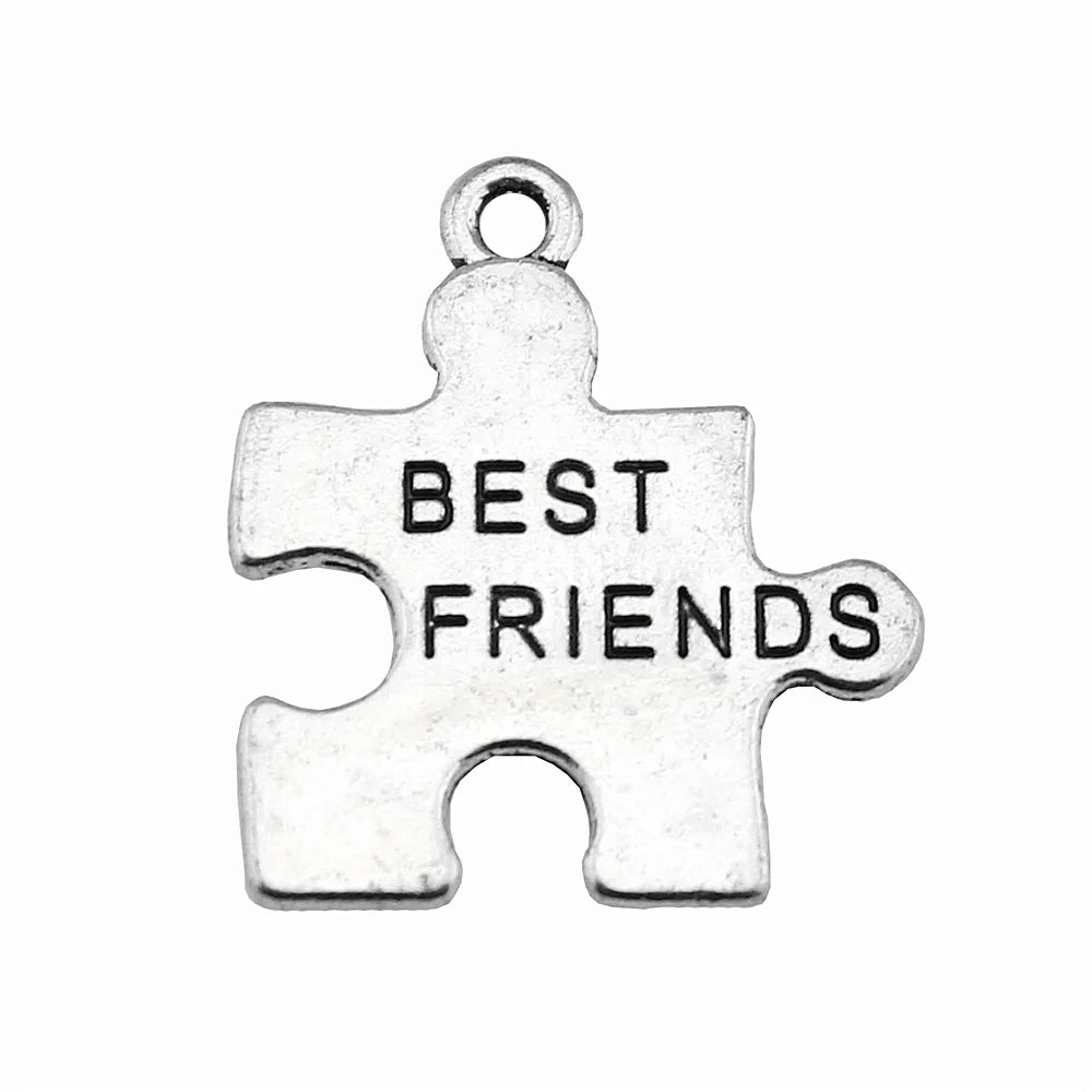 27x24mm 3.4g Zinc Alloy best friends Puzzle Letter Charm Pendant for Friendship Bracelet Necklace Making