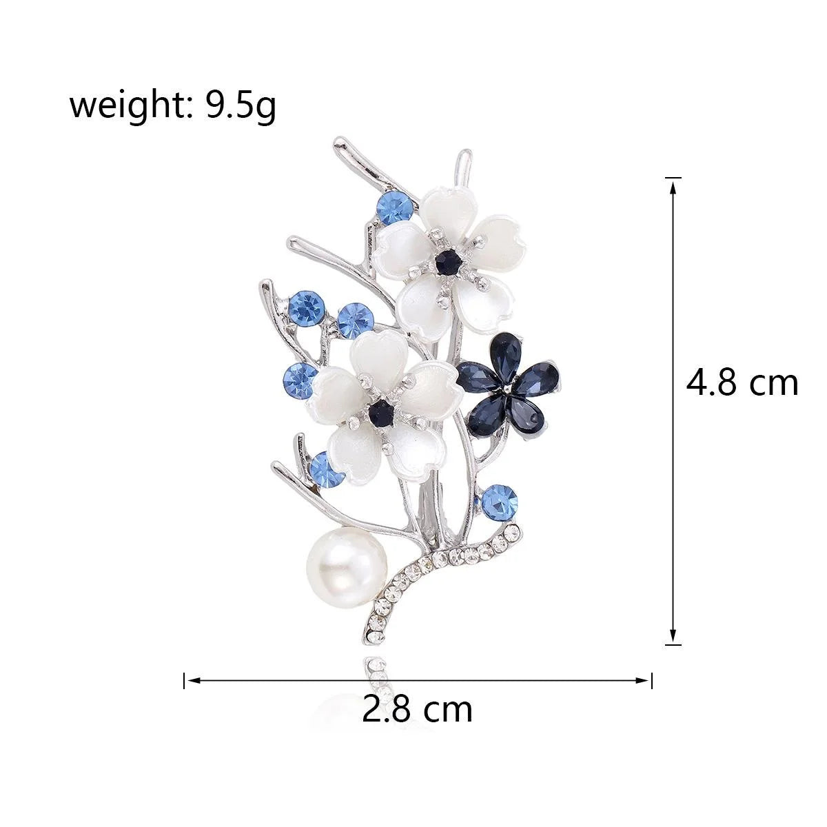 Elegant Pearl Peach Blossom Branch Brooch With Rhinestone Alloy Lapel Pin Corsage Suit Accessory Gift