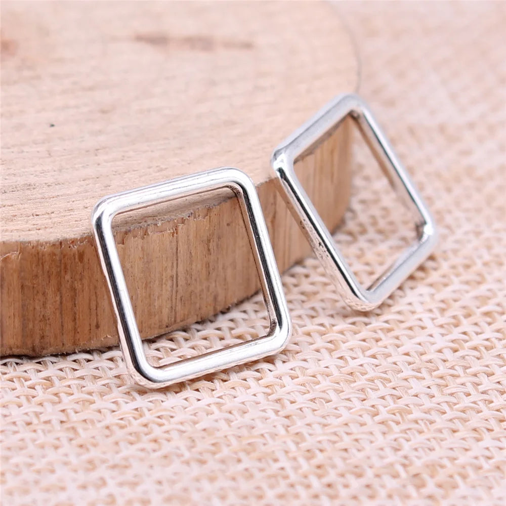 15x15mm 0.78g Multicolor Zinc Alloy Square Geometric Charm Pendant for DIY Earrings Bracelet Making