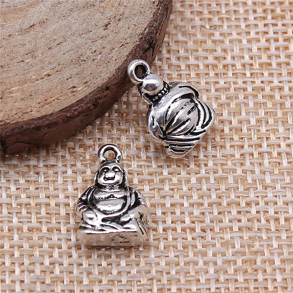 10x15mm 2g Antique Silver Zinc Alloy Buddha Charm Pendant for DIY Jewelry Making and Accessories