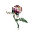 Elegant Purple Enamel Tulip Flower Brooch With Rhinestone Leaves, Women's Lapel Pin Suit Accessory Gift