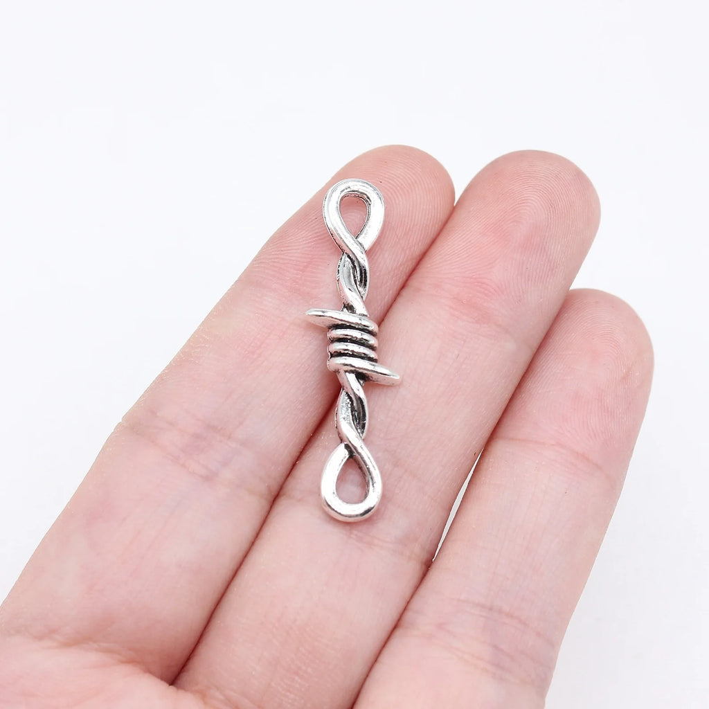 34x11mm 1.7g Multicolor Zinc Alloy Figure Eight Thorn Rope Knot Connector Charm for DIY Punk Jewelry